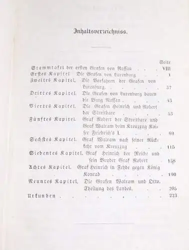 Geschichte der Grafen zu Nassau Erster Teil 1843 Hennes Halbleder