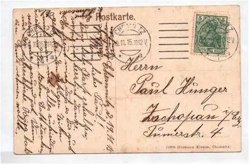 Ak Chemnitz Schlossteich mit Schlosskirche 1915