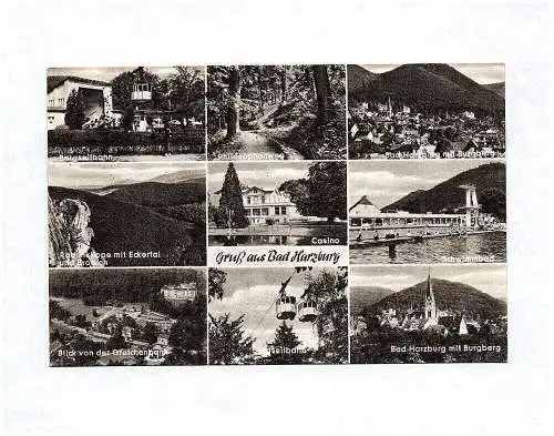 Ak Gruß aus Harzburg Bergseilbahn Burgberg Schwimmbad Rabenkappe 1963