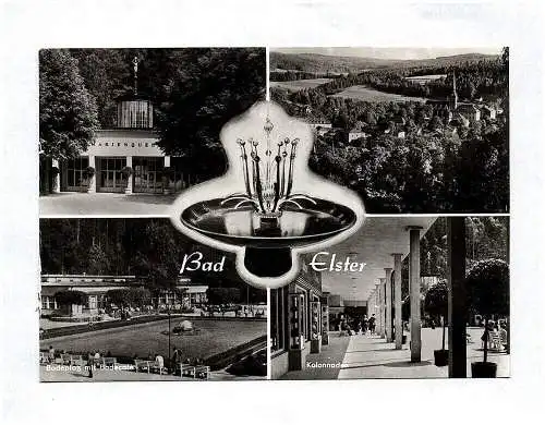 Ak Bad Elster Badeplatz mit Badecafe Kolonnaden DDR Echtfoto