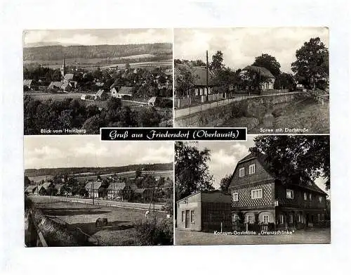 Ak Gruß aus Friedersdorf Oberlausitz Spree Blick vom Hainberg Grenzschenke DDR