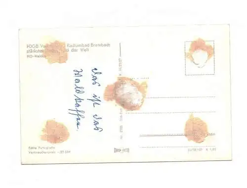 Ak FDGB Volksheilbad Radiumbad Brambach stärkstes Radiumbad der Welt HO Wald Caf