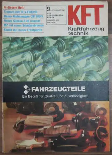 Kraftfahrzeugtechnik Heft DDR September 1983 Trabant mit 12V  Wohnwagen CW 390 S