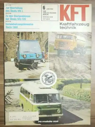 Zeitschrift DDR Kraftfahrzeugtechnik Juni 1982 Skoda 105 L KFT Dacia 1300