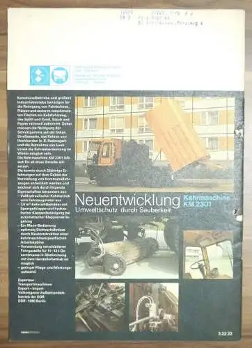 Zeitschrift KFT Messebericht Oktober 1981 DDR Kehrmaschine KM 230