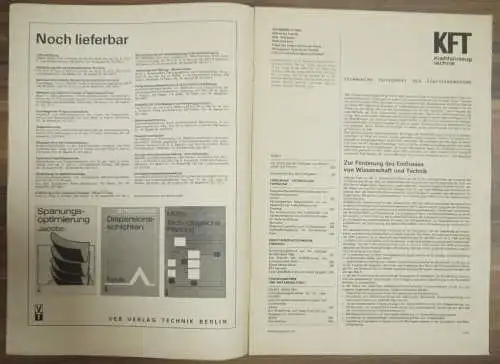 Kraftfahrzeugtechnik DDR Zeitschrift Kraftstoffökonomie KFT 1980