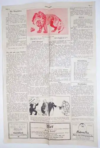 Rote Hand Satirisch Politische Parteilose Zeitung Nummer 5 von 1919 Ost Petersen