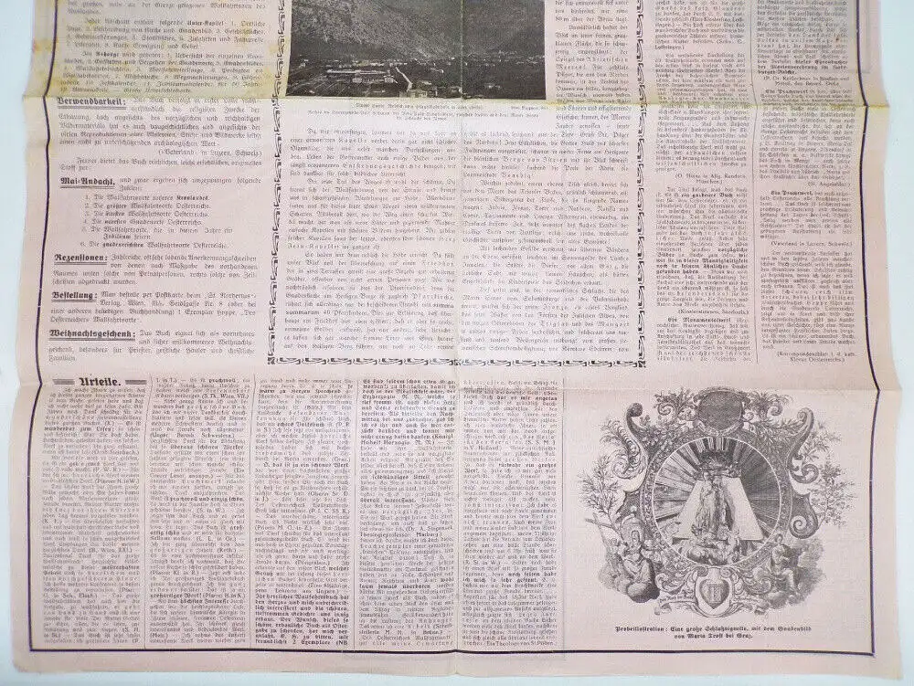 Alter Aushang Österreich Wallfahrtsorte um 1910 Christentum Buchankündigung 4