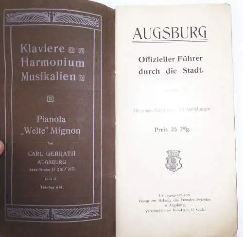 Augsburg Offizieller Führer durch die Stadt um 1910