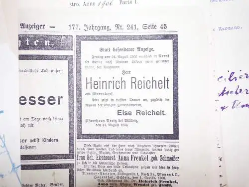 Mappe Dokumente Konsul verstorbener Dresden in Italien Nervi bei Genua 1906
