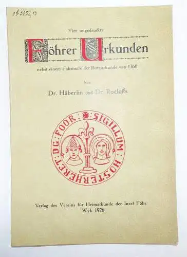 Insel Föhr Friesen Museum Jahrfeier Kulturgeschichte Urkunden Moose Biologie 192