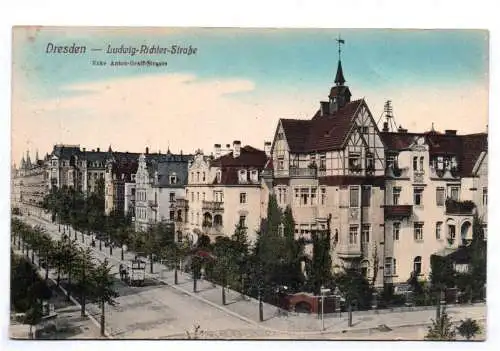 Litho Ak Dresden Ludwig Richter Straße Ecke Anton Graff Strasse 1943 koloriert
