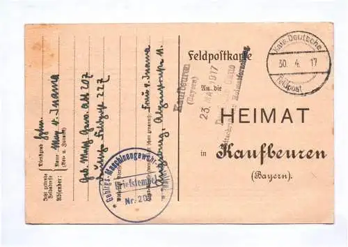 Feldpostkarte Gebirgs Maschinengewehr Abteilung Nr 207  von Inama Adel