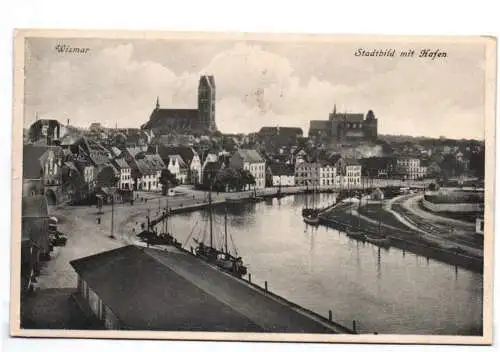 Ak Wismar Stadtbild mit Hafen 1931