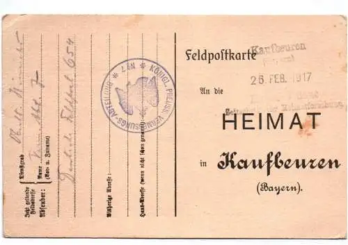 Feldpost Ak Königlich Preussische Vermessungs Abteilung No 7 Stempel 1917