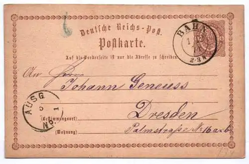 Deutsche Reichspost Postkarte Bahn Pommern Stempel 1874 Ganzsache