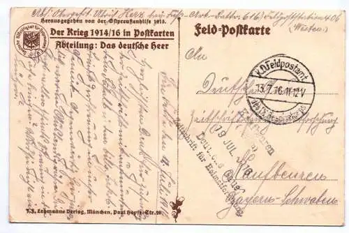 Ak Ostpreußen Hilfe Schützenlinie Das deutsche Heer 1916 Feldpost