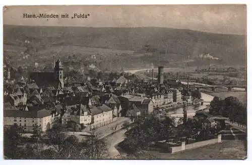 Feldpost Ak Hann Münden mit Fulda 1915 Stempel Bahnhofs Kommandantur