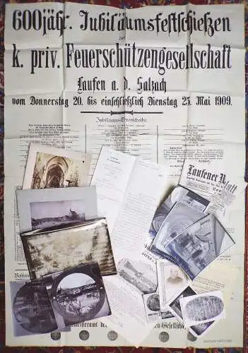 Laufen a d Salzach Feuerschützengesellschaft Plakat 1906 Fotos Papiere Nachlass