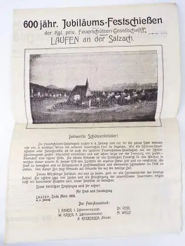 Laufen a d Salzach Feuerschützengesellschaft Plakat 1906 Fotos Papiere Nachlass