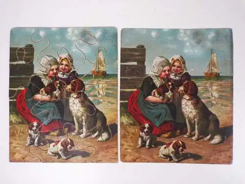 Altes Puzzle Die kleinen Holländer Legespiel Spear und Söhne Nürnberg um 1900