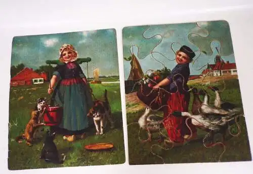 Altes Puzzle Die kleinen Holländer Legespiel Spear und Söhne Nürnberg um 1900