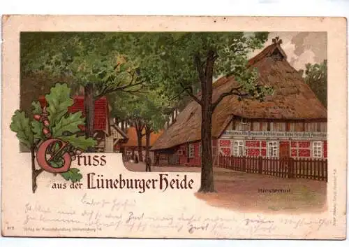 Litho Ak Gruss aus der Lüneburger Heide Hiesterhof 1905