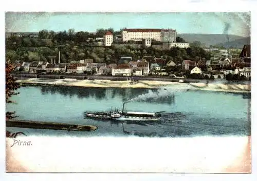 Litho Ak Pirna Elbe Dampfer um 1910