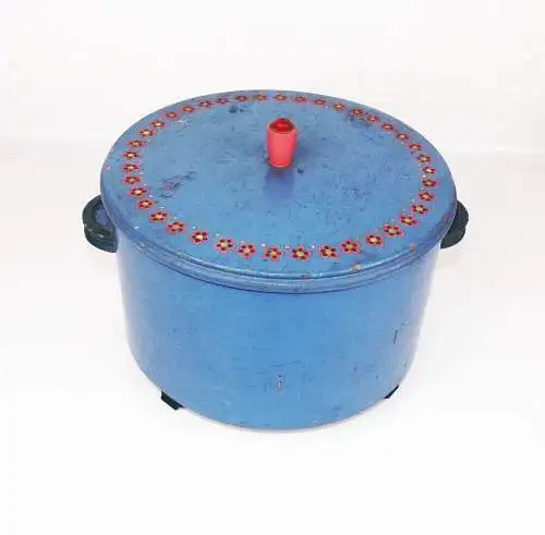 Alter Holztopf handbemalt Dose Wolle Behälter Erzgebirge Handarbeit 