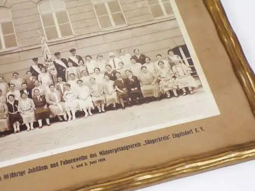 Alte Fotografie Fahnenweihe Männer Gesangsverein Engelsdorf Leipzig Bilderrahmen