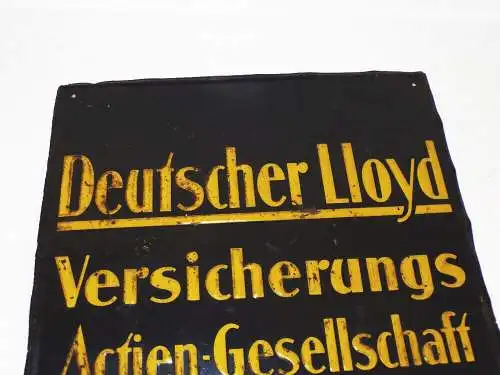 Altes Blechschild Deutscher Lloyd Versicherung AG um 1930 Reklame Sammler