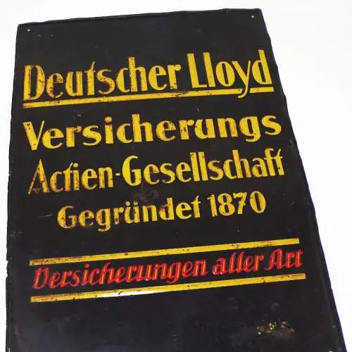 Altes Blechschild Deutscher Lloyd Versicherung AG um 1930 Reklame Sammler