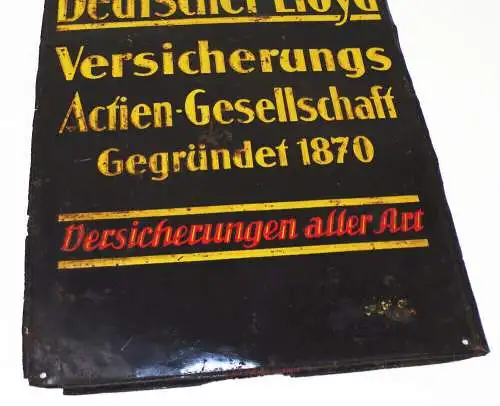 Altes Blechschild Deutscher Lloyd Versicherung AG um 1930 Reklame Sammler