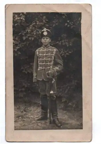 Foto Ak Husar wohl Sachsen 1 Wk Uniform