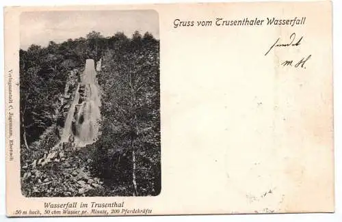 Litho Ak Gruss vom Trusenthaler Wasserfall 1903