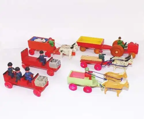 Alte Erzgebirge Kutschen Feuerwehr Traktor Spielwaren 