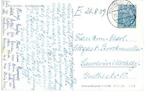 Ak Alt Strelitz Bahnhofstraße 1959 Postamt Neustrelitz