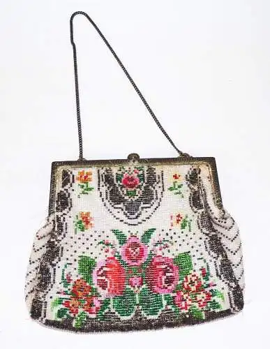 Alte Handtasche Strassperlen Abendtasche Rosen Vintage 1910 er  