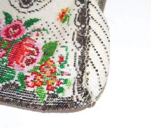 Alte Handtasche Strassperlen Abendtasche Rosen Vintage 1910 er  