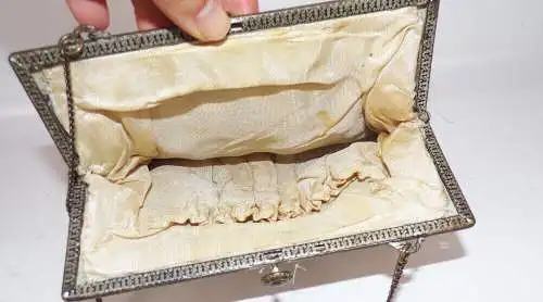 Alte Handtasche Strassperlen Abendtasche Rosen Vintage 1910 er  