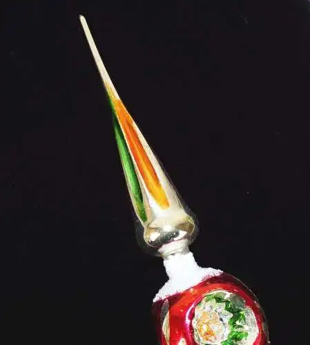 Alte Christbaumspitze Weihnachtsbaumspitze wohl Lauscha 34 cm bunt Halbkugel