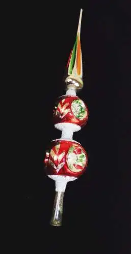 Alte Christbaumspitze Weihnachtsbaumspitze wohl Lauscha 34 cm bunt Halbkugel