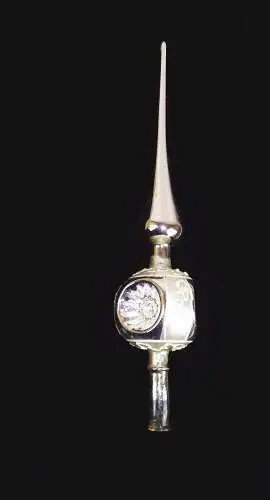 Alte Christbaumspitze Weihnachtsbaumspitze wohl aus Lauscha 29 cm silber