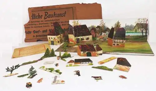 Altes Diorama Heimatliche Baukunst Gustav Meyer Leipzig um 1910 Lehrmittel