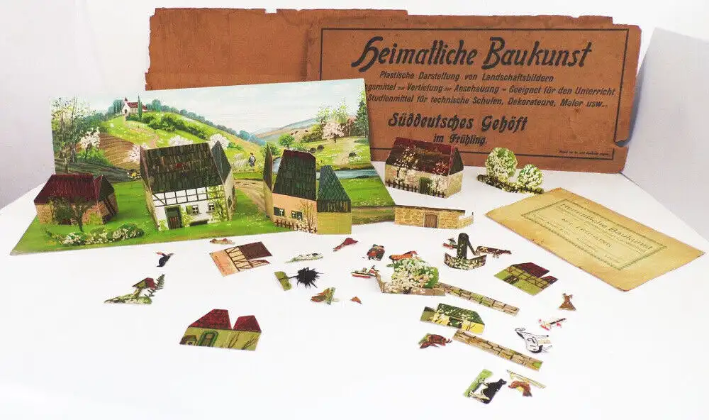 Diorama Frühling Heimatliche Baukunst Gustav Meyer Leipzig 1910 er Lehrmittel  0