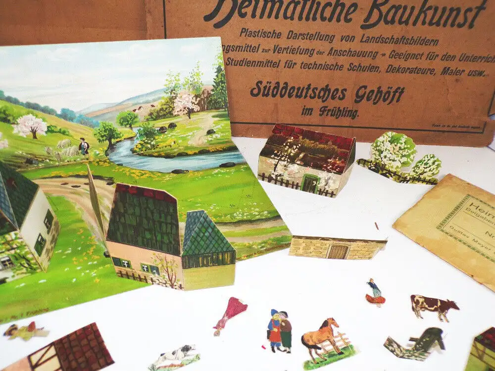 Diorama Frühling Heimatliche Baukunst Gustav Meyer Leipzig 1910 er Lehrmittel  4