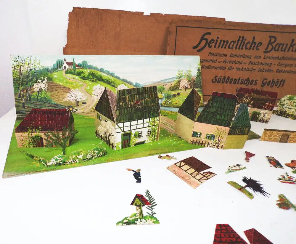 Diorama Frühling Heimatliche Baukunst Gustav Meyer Leipzig 1910 er Lehrmittel  5