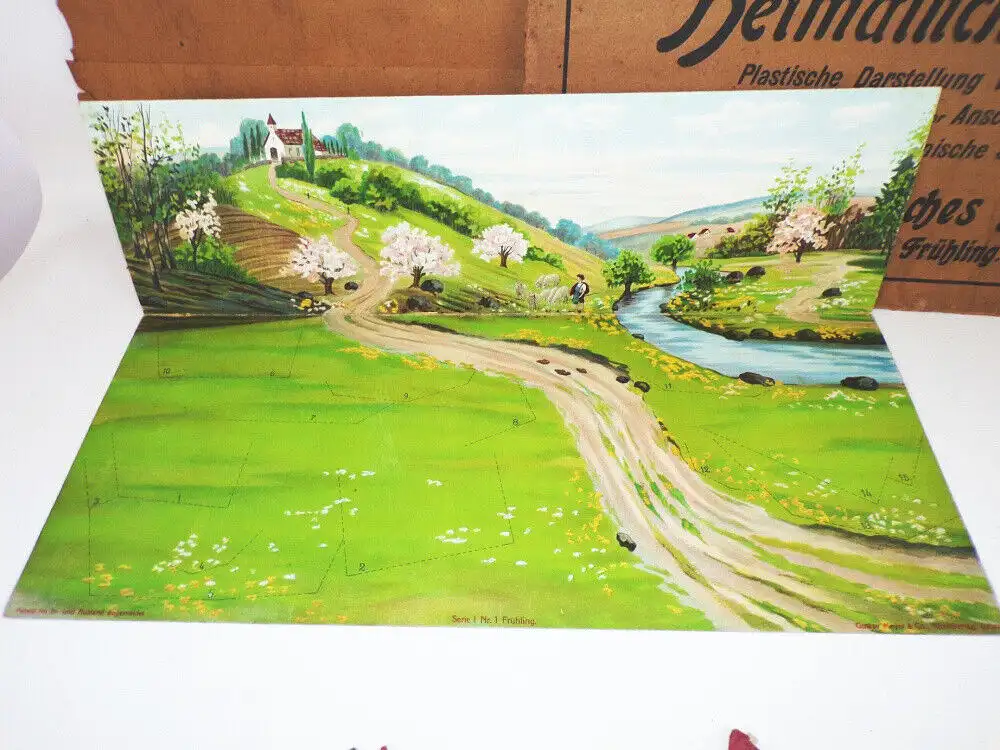 Diorama Frühling Heimatliche Baukunst Gustav Meyer Leipzig 1910 er Lehrmittel  7