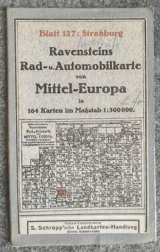 Ravenstein Rad Automobilkarte 1:300000 Blatt 127 Straßburg Leinen Landkarte