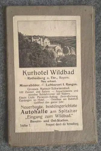 Kurhotel Wildbad Leinenlandkarte 1:300000 Frankfurt alte Landkarte